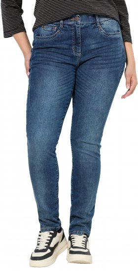 Ulla Popken Decorative Stitched Slim Leg Stretch Fit Jeans Blue Denim - Jeans & Calças Femininas em Tamanhos Grandes – Plus Size - 