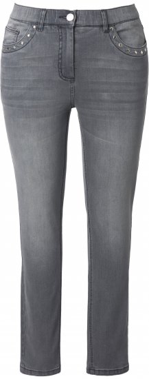 Ulla Popken Rivet Studded Stretch Fit Jeans Grey Denim - Jeans & Calças Femininas em Tamanhos Grandes – Plus Size - 