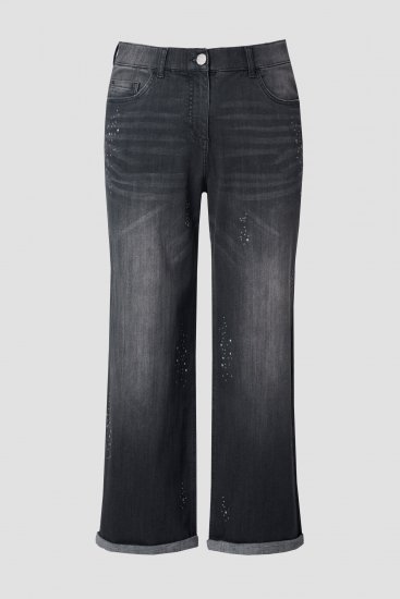 Ulla Popken Rivet Studded Stretch Fit Jeans Black - Jeans & Calças Femininas em Tamanhos Grandes – Plus Size - 