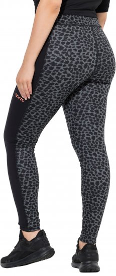 Ulla Popken Quick Drying Leopard Print Sport Leggings Black - Jeans & Calças Femininas em Tamanhos Grandes – Plus Size - 
