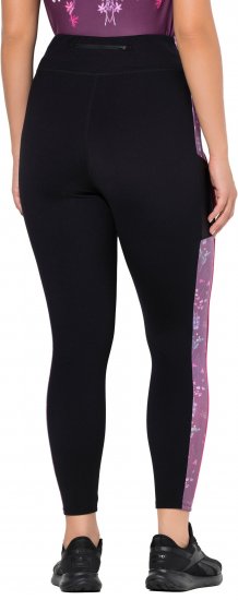 Ulla Popken Quick Drying Botanical Print Sport Leggings Black - Jeans & Calças Femininas em Tamanhos Grandes – Plus Size - 