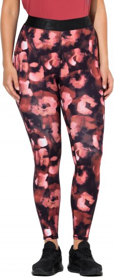Ulla Popken Abstract Flower Print Performance Leggings Red - Jeans & Calças Femininas em Tamanhos Grandes – Plus Size - 