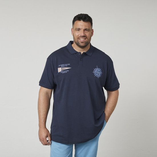 North Latitude 61129 Polo Piqué com Bordado no Peito Azul Marinho - Pólos - Pólos Tamanhos Grandes Homem