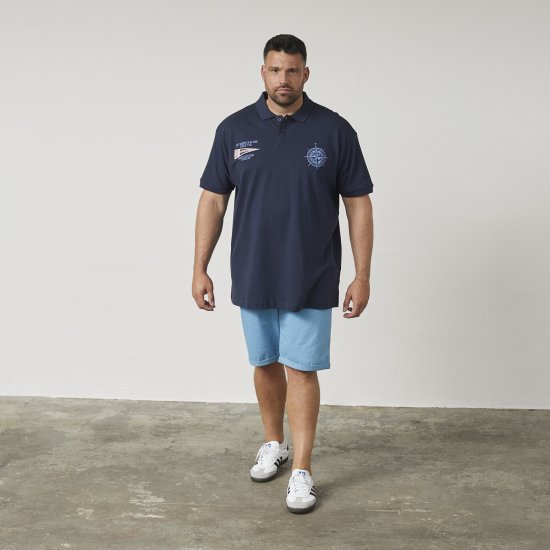 North Latitude 61129 Polo Piqué com Bordado no Peito Azul Marinho - Pólos - Pólos Tamanhos Grandes Homem
