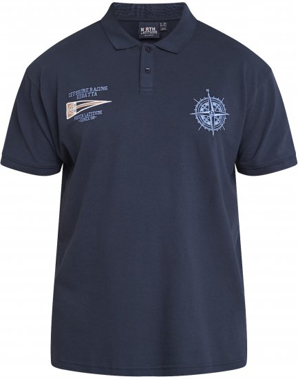 North Latitude 61129 Polo Piqué com Bordado no Peito Azul Marinho - Pólos - Pólos Tamanhos Grandes Homem