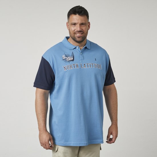 North Latitude 61131 Polo Piqué com Mangas Contrastantes e Bordado Azul - Pólos - Pólos Tamanhos Grandes Homem