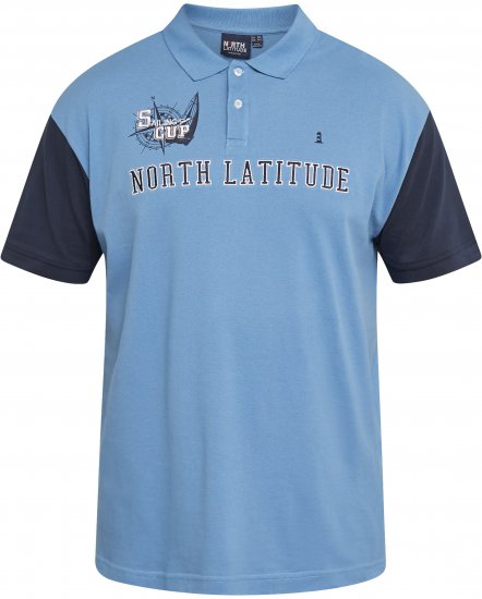 North Latitude 61131 Polo Piqué com Mangas Contrastantes e Bordado Azul - Pólos - Pólos Tamanhos Grandes Homem