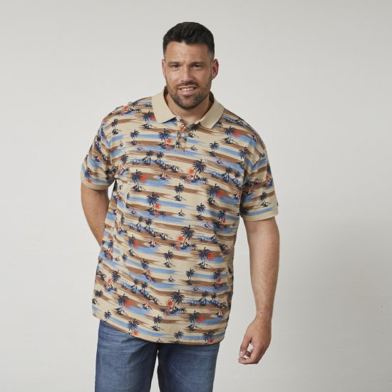 North Latitude 61133 Polo Piqué com Estampado Integral Areia - Pólos - Pólos Tamanhos Grandes Homem
