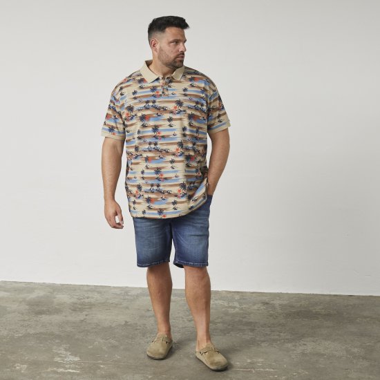 North Latitude 61133 Polo Piqué com Estampado Integral Areia - Pólos - Pólos Tamanhos Grandes Homem