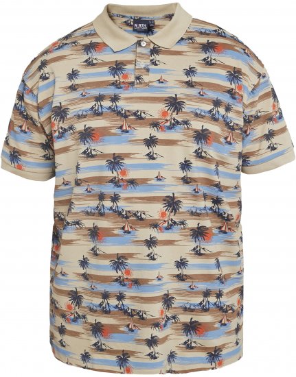 North Latitude 61133 Polo Piqué com Estampado Integral Areia - Pólos - Pólos Tamanhos Grandes Homem