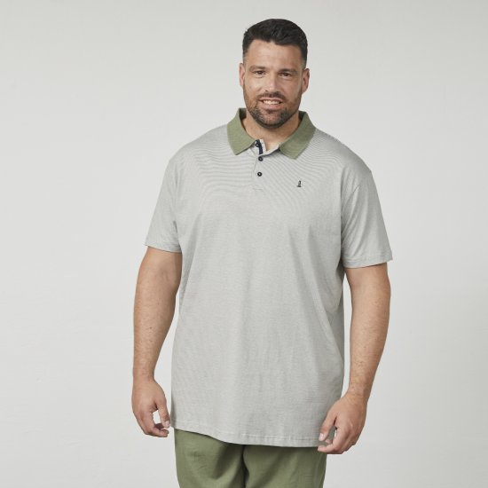 North Latitude 61136 Polo às Riscas Tinto em Fio Verde Azeitona - Pólos - Pólos Tamanhos Grandes Homem