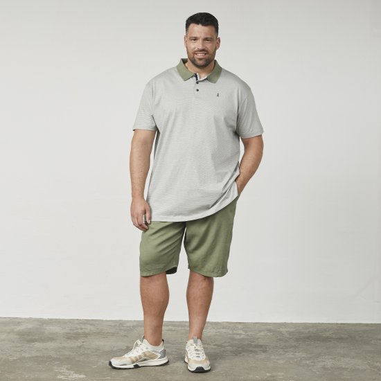 North Latitude 61136 Polo às Riscas Tinto em Fio Verde Azeitona - Pólos - Pólos Tamanhos Grandes Homem