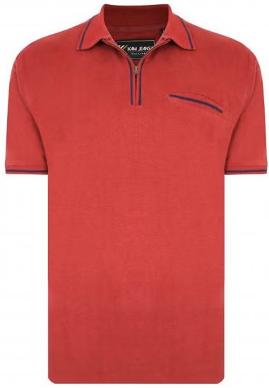 Kam Jeans 5449 Short Sleeve with Zipper Polo Shirt Red - Pólos - Pólos Tamanhos Grandes Homem