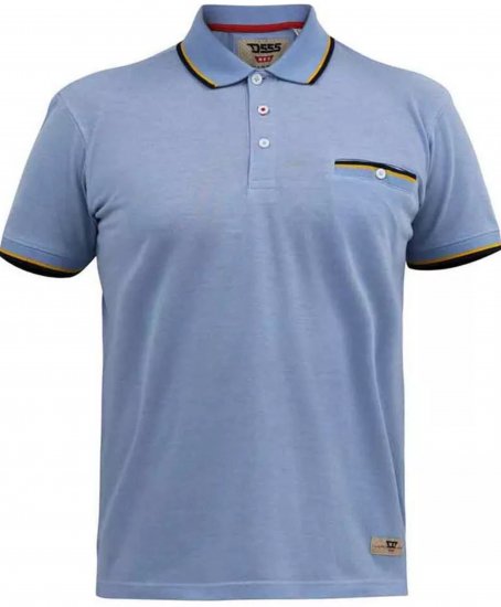 D555 Talbot Pique with Jacquard Collar Polo Shirt Blue - Pólos - Pólos Tamanhos Grandes Homem