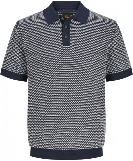 Jack & Jones Blukingsley Knitted Short Sleeve Polo Navy - Camisas - Camisas Homem Tamanhos Grandes
