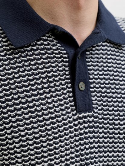 Jack & Jones Blukingsley Knitted Short Sleeve Polo Navy - Camisas - Camisas Homem Tamanhos Grandes