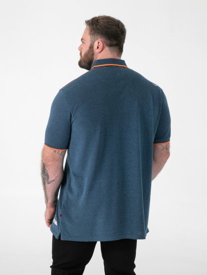 D555 Harvey Pique with Jacquard Collar & Cuffs Polo Teal - Pólos - Pólos Tamanhos Grandes Homem