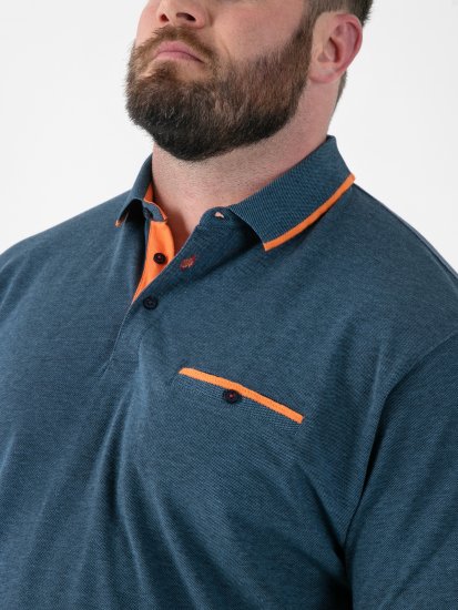 D555 Harvey Pique with Jacquard Collar & Cuffs Polo Teal - Pólos - Pólos Tamanhos Grandes Homem