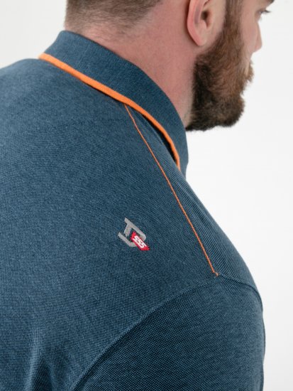 D555 Harvey Pique with Jacquard Collar & Cuffs Polo Teal - Pólos - Pólos Tamanhos Grandes Homem