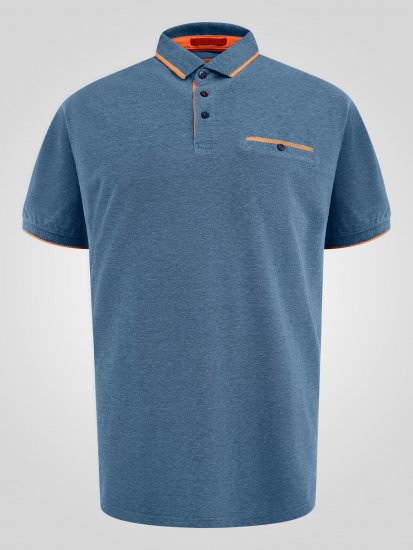 D555 Harvey Pique with Jacquard Collar & Cuffs Polo Teal - Pólos - Pólos Tamanhos Grandes Homem