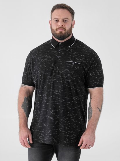 D555 Murphy Jacquard Collar And Cuff With Chest Pocket Polo Black - Pólos - Pólos Tamanhos Grandes Homem