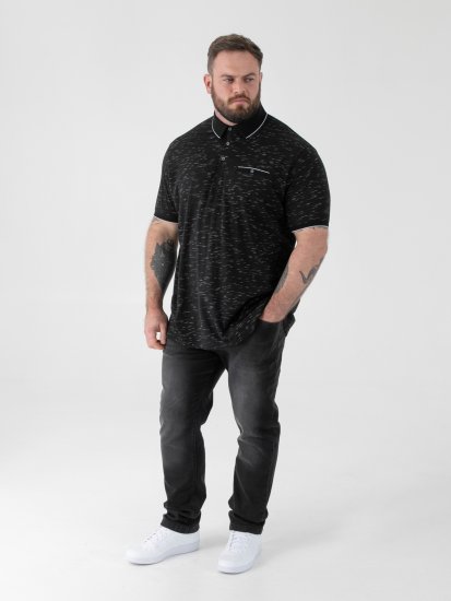 D555 Murphy Jacquard Collar And Cuff With Chest Pocket Polo Black - Pólos - Pólos Tamanhos Grandes Homem