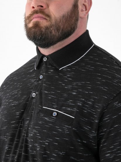 D555 Murphy Jacquard Collar And Cuff With Chest Pocket Polo Black - Pólos - Pólos Tamanhos Grandes Homem