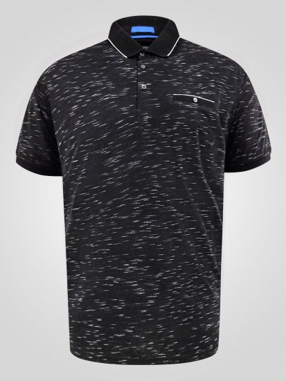 D555 Murphy Jacquard Collar And Cuff With Chest Pocket Polo Black - Pólos - Pólos Tamanhos Grandes Homem