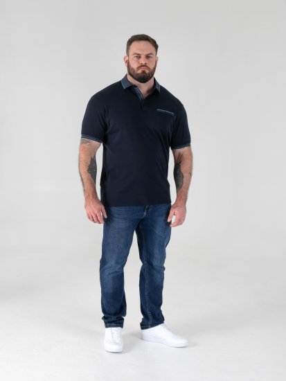 D555 Barret Interlock Jacquard Collar & Cuffs Polo Navy - Pólos - Pólos Tamanhos Grandes Homem