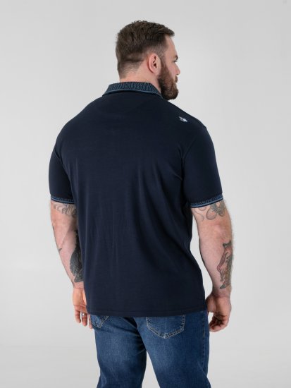 D555 Barret Interlock Jacquard Collar & Cuffs Polo Navy - Pólos - Pólos Tamanhos Grandes Homem