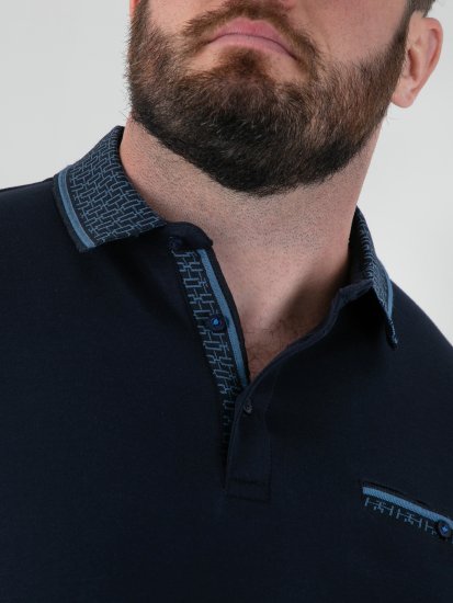 D555 Barret Interlock Jacquard Collar & Cuffs Polo Navy - Pólos - Pólos Tamanhos Grandes Homem