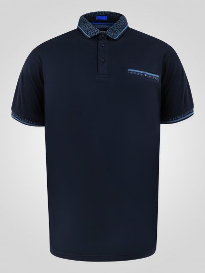 D555 Barret Interlock Jacquard Collar & Cuffs Polo Navy - Pólos - Pólos Tamanhos Grandes Homem