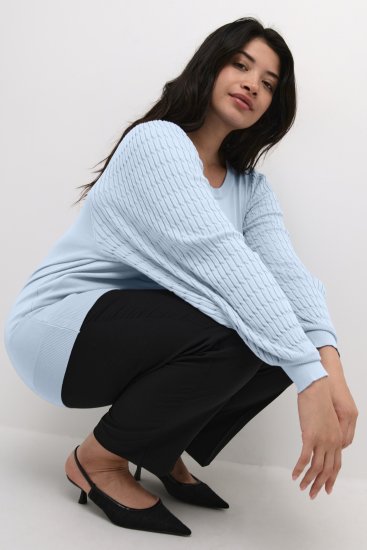 Kaffe Curve Lini Knit Camisola Celestial Blue - Sweatshirts & hoodies - 