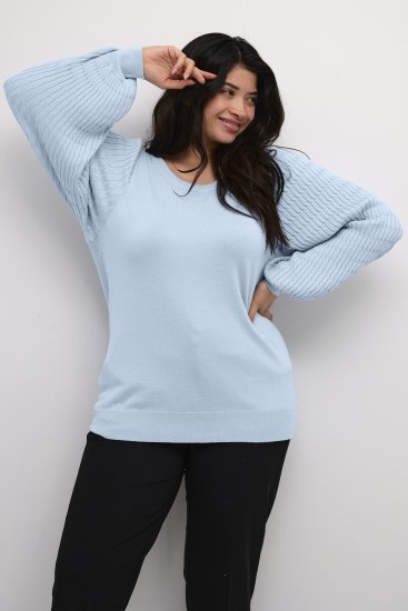 Kaffe Curve Lini Knit Camisola Celestial Blue - Sweatshirts & hoodies - 