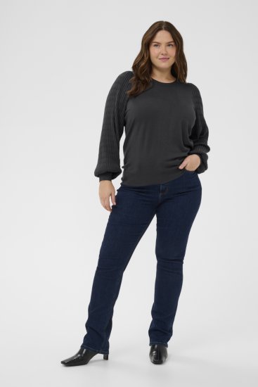Kaffe Curve Lini Knit Camisola Preto Oyster - Sweatshirts & hoodies - 