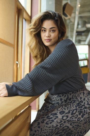 Kaffe Curve Lini Knit Camisola Preto Oyster - Sweatshirts & hoodies - 