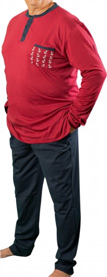 20 Nodi Maestrale Pajamas with Long Pants in Combed Cotton Jersey Red - Pijamas/Loungewear - Pijamas Homem Tamanhos Grandes