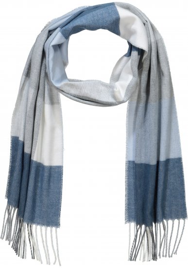 Ulla Popken Woven Check Print Scarf Soft Light Blue - Acessórios - 