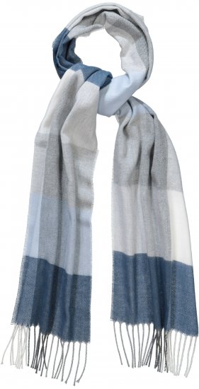 Ulla Popken Woven Check Print Scarf Soft Light Blue - Acessórios - 
