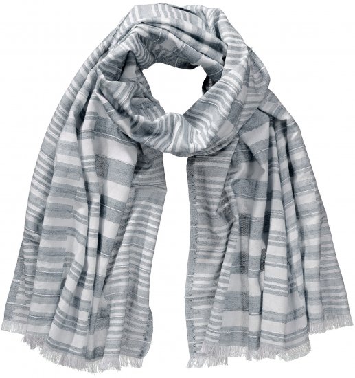 Ulla Popken Striped Statement Scarf Grey - Acessórios - 
