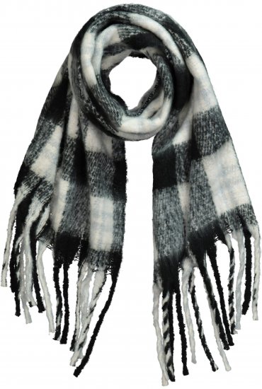 Ulla Popken Plaid Long Fringe Scarf Black - Acessórios - 