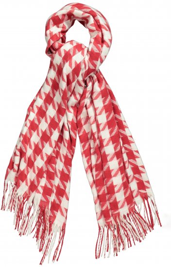Ulla Popken Houndstooth Fringed Hem Scarf Salsa - Acessórios - 