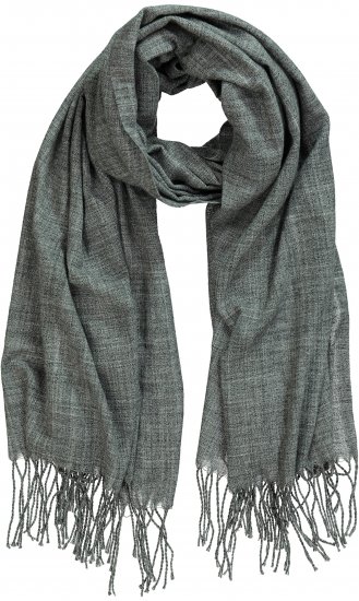 Ulla Popken Fringed Scarf Graphite Grey - Acessórios - 