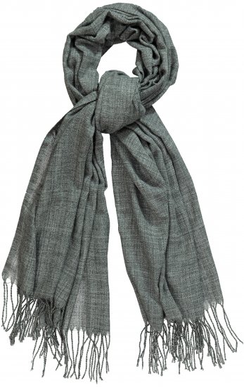 Ulla Popken Fringed Scarf Graphite Grey - Acessórios - 