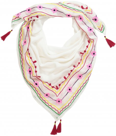 Ulla Popken Tassel Embroidery Scarf Snow White - Acessórios - 