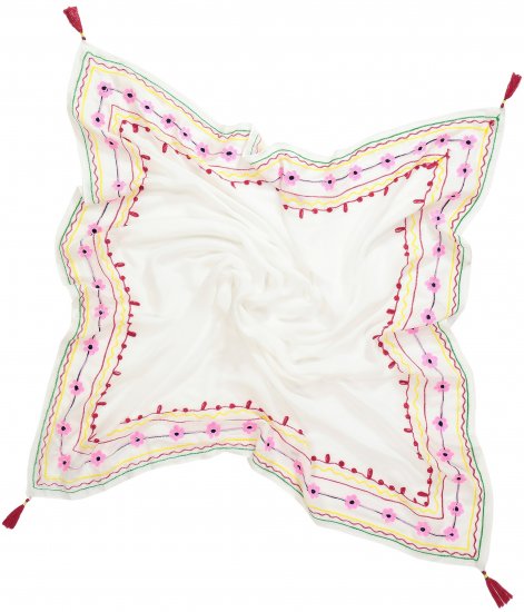 Ulla Popken Tassel Embroidery Scarf Snow White - Acessórios - 