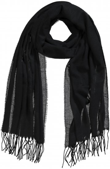 Ulla Popken Fringed Scarf Black - Acessórios - 
