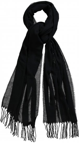 Ulla Popken Fringed Scarf Black - Acessórios - 