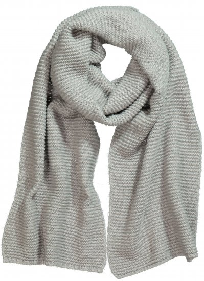 Ulla Popken Garter Stitch Knit Scarf Light Grey Melange - Acessórios - 