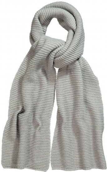 Ulla Popken Garter Stitch Knit Scarf Light Grey Melange - Acessórios - 